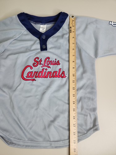 VTG Franklin Kids Medium St. Louis Cardinals Screen Print Baseball Jersey Gray - Picture 3 of 12