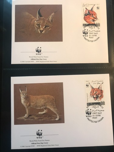 Somalia 1998 Satz WWF Karakal Wüstenluchs illustrierte Ersttagsbriefe