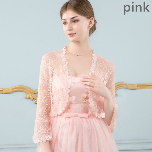 Lady Lace Floral Sheer Coat Shawl Wrap Flared Sleeve Cardigan Bridal Wedding - Picture 17 of 22