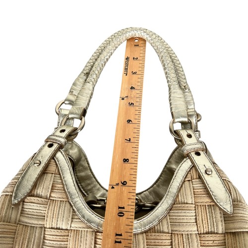 Bolso de Mano Cole Haan Mujer Genevieve Asas Tejido Lona Dorado Triángulo - Imagen 17 de 17