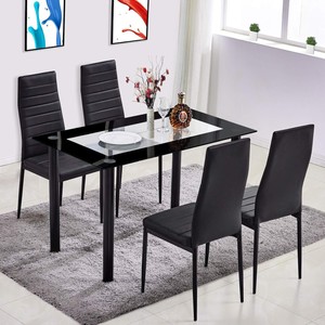 5 Piece Tempered Gl Dining Table Set And 4 Chairs Kitchen Room Image Is Loading 5 Piece Tempered Gl Dining Table Set And