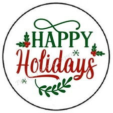 HAPPY HOLIDAYS CHRISTMAS ENVELOPE SEALS LABELS STICKERS PARTY FAVORS