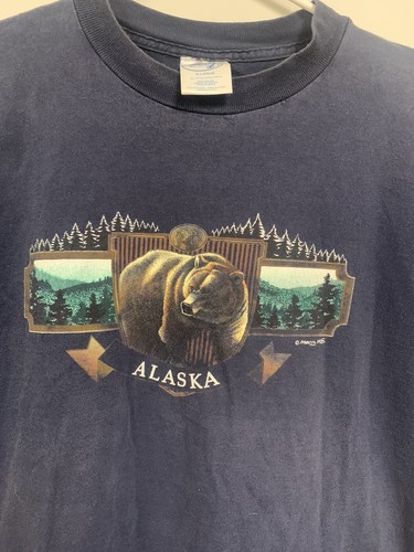 Vintage Sherry MFG Alaska Grizzly Bear Short Sleeve T Shirt Size XL Navy - Picture 2 of 5