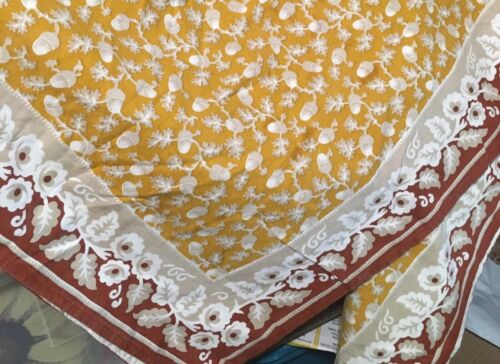 Williams Sonoma Acorn Harvest Floral Fall Cotton Tablecloth Approx 70”x126” - Picture 6 of 12