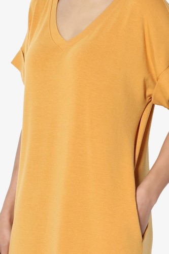 Vestido Camiseta Midi Jersey TheMogan S~3X Enrollado Manga Corta Bolsillo Lateral Cuello en V - Imagen 102 de 193