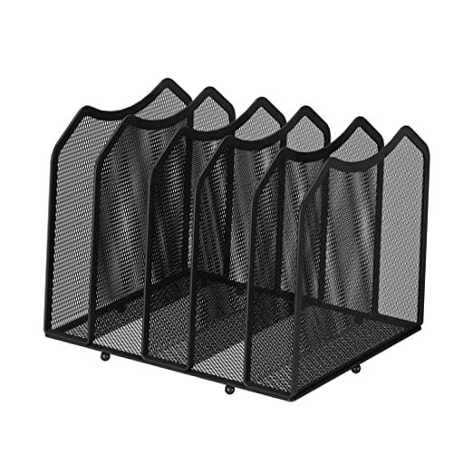 Mesh Desktop File Organizer with 5 Sections - Black 1-Pack-image