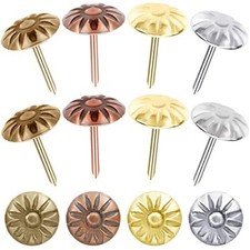 400 Pcs Furniture Tacks Nails for Upholstery Decorative Brass Daisy Decorative