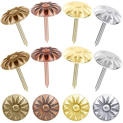 400 Pcs Furniture Tacks Nails for Upholstery Decorative Brass Daisy Decorative 