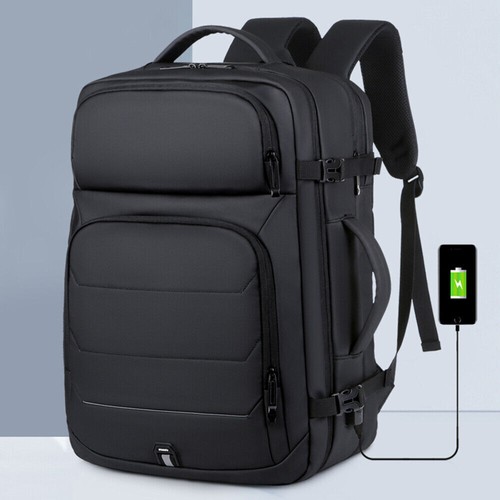 Laptop Rucksack Erweiterbar 45L 17.3 Zoll Reiserucksack mit USB Ladeanschluss DE - Bild 2 von 24