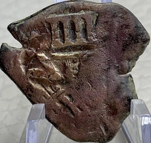 1655 Dated Coin Maravedis Spanish Empire 368 Years Old Pirate Era Counterstamp - Picture 2 of 9