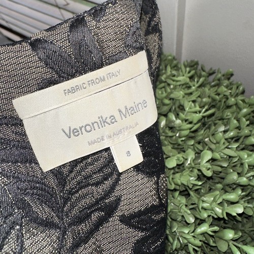 VERONIKA MAINE Jacquard Front Zip Corporate Office Work Dress Sz 8 #32279 - Picture 9 of 10