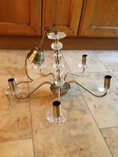 bhs 5 arm chandelier light fitting brushed antique brass colour glass effect