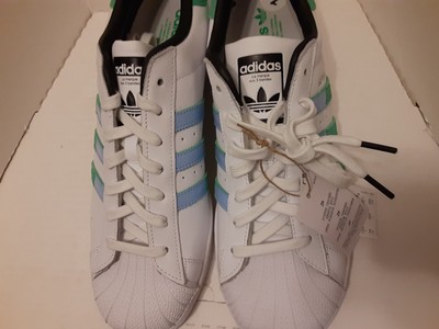 Adidas Originals SUPERSTAR Cloud White/Semi Screaming Green/Blue Dawn  HQ2168 New | eBay