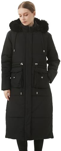 Women's Long Winter Puffer Coat Waterproof Warm Maxi Down Jacket Large Black - Picture 4 of 6