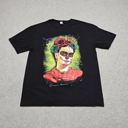 Frida Kahlo T-Shirt Herren Large Schwarz Kurzarm Cancun Mexico
