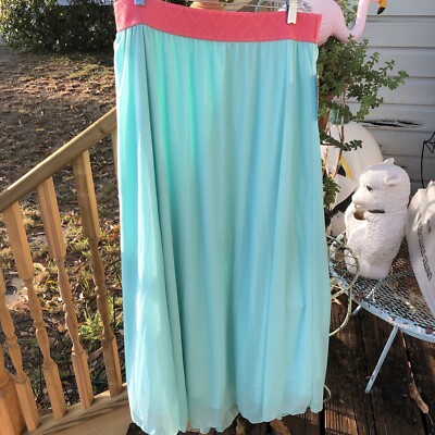 Lularoe Lucy Maxi Skirt L Large Aqua Blue Green Pink Flowy Womens Semi Sheer NWT