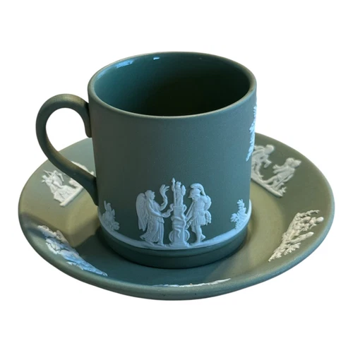 Wedgwood Jasperware Sage Green Demitasse Cup and Saucer