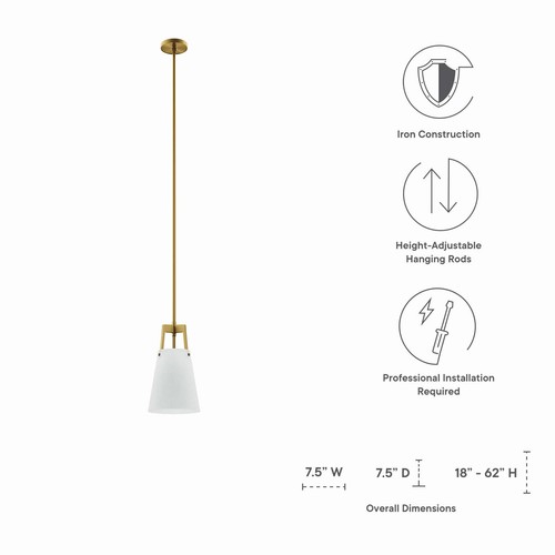 Modway Aspire Pendant Light in White Satin Brass - Bild 7 von 8