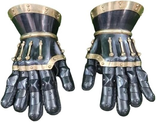 Steel Gauntlets Medieval Renaissance Attach Leather Glove Princely 18Gauge Pair - Bild 16 von 16