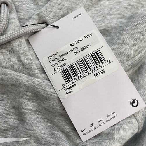 Tulane Green Waves Nike Varsity Fleece Hoodie - Super Soft - Gray Size XS - Picture 4 of 7
