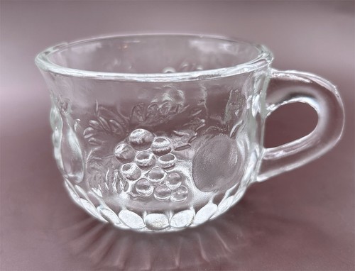 Set of 3 Vintage Pressed Clear Glass PEAR, GRAPE & APPLE Design Punch Bowl Cups - Picture 2 of 4