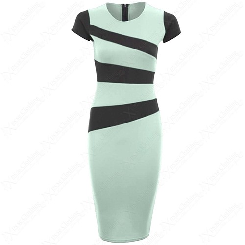 NEU DAMEN CONSTRAST PANEL MIDIKLEID DAMEN JESSICA PROMI LOOK BODYCON KLEIDER - Bild 30 von 49