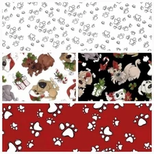 Loralie Designs - Christmas Doggie Quilting and Crafting Fabric Fat Quarters