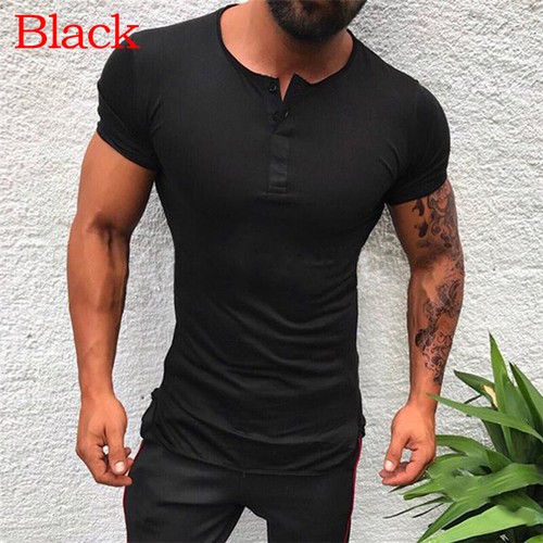 Para hombres Verano Botones Camisa Muscular Prendas para el torso Calce Ajustado Camisas Camiseta Mangas Cortas - Imagen 11 de 16