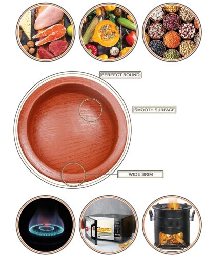 Unglazed Terracotta Clay Pottery Mud Pot Earthen Handi Cooking Serving Red 3 L - Picture 3 of 3