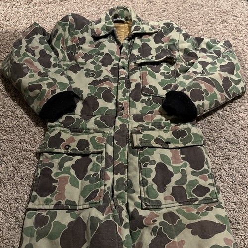 Vintage Western Field Coveralls Mens M Insulated Woodland Camo Duck Hunting - Picture 6 of 7