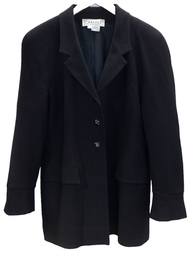 C19 - Vintage Carlisle Longblazer & kurzer ROCK ANZUG 12 Damen schwarz Wolle Krepp - Bild 3 von 14