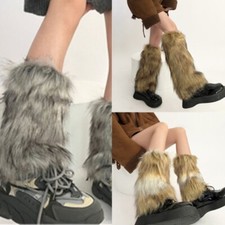 Women Winter Thickened Furry Leg Warmer Vintage Cuffs Leg Sleeve Socks