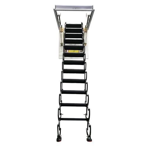 Black Hidden Pull-down Folding Stairs Retractable Stairs for Domestic Attic - Picture 10 of 21