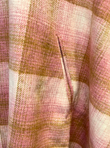 NEW FREE PEOPLE PINK WOODSTOCK BRUSHED PLAID PONCHO CAPE JACKET ONE SIZE - Picture 6 of 9