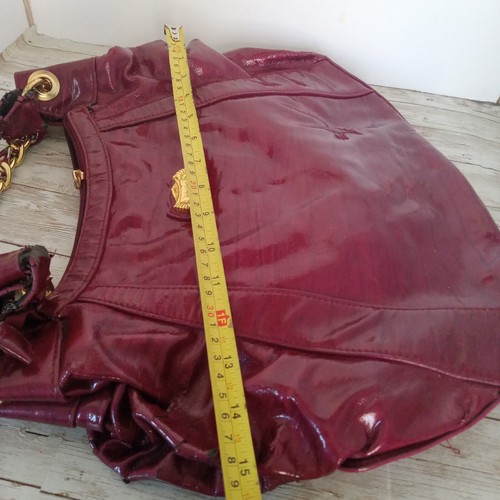 Baby Phat burgubdy shinto shoulder Purse Bag with Gold Accents & chain strap - Picture 10 of 12