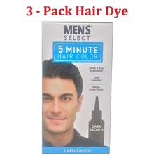 3 Pack Mens Select Hair Color Dye Black or Dark Brown 5 Minute Gel Men Coloring 