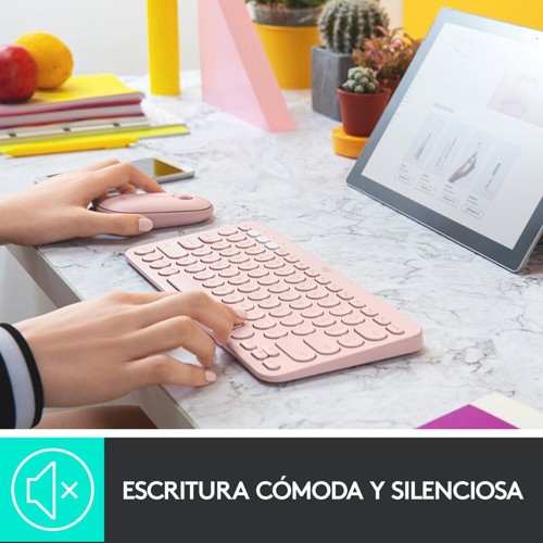Teclado Bluetooth Multi-Dispositivo Logitech K380 Rosa en español (ñ) - Imagen 6 de 10