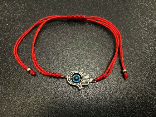 Hamsa Hand Red Cord KABBALLHA lucky Blue Evil Eye Kabbalah Bracelet Adjustable - Picture 2 of 6