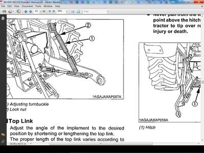 KUBOTA BX1850 BX2350 OPERATIONS MANUALs for BX 2350 Tractor & RCK