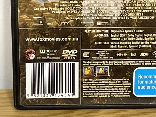THE GRAND BUDAPEST HOTEL DVD Movie Region 4 Rated M VGC FREE POSTAGE - Picture 5 of 6