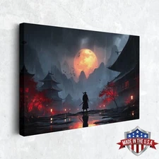 The Crimson Moon Rises Wall Art, Canvas Print for Home Decor, Wall Decor Poster