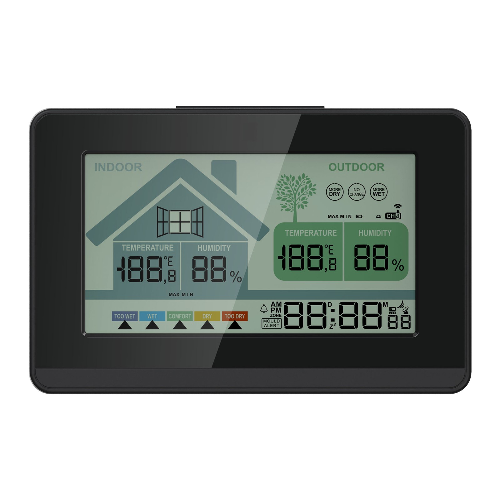 Funk-Wetterstation mit Lüftungsempfehlung 1x Sensor LCD Farb Display
