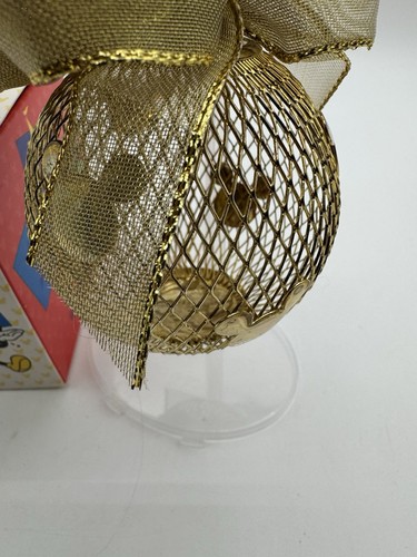 Walt Disney World 2000 Ornament Mickey Gold Mesh rund Vintage mit Box - Bild 4 von 7