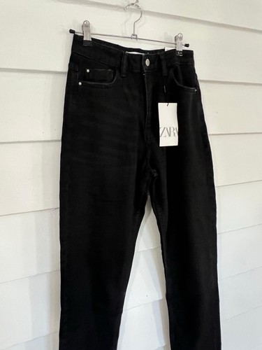 New ZARA Woman Black Mom Fit High Rise Ankle Length Slim Jeans Size US 4 B1805 - Picture 5 of 24
