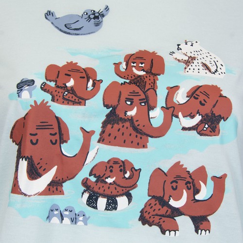 Cat & Jack Boys Woolly Mammoth Pajama Shirt & Pant Set in Blue, Large 12/14 - Picture 7 of 9