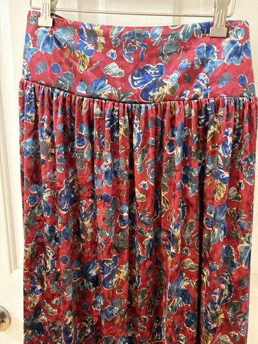Natural Life Velvet Maxi Boho Prairie Skirt Floral Red M Festival Hippie Fairy - Picture 3 of 12