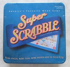 Super Scrabble Tin Edition 2004 Hasbro Squares More Tiles (200) Word Game