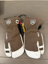 NEW Hestra All Mountain Heli Ski 3 Finger Glove Mitten Size 8 Brown