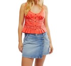Free People Womens Size L Kianna Lace Cropped Eyelet Poplin Tank Top Cotton