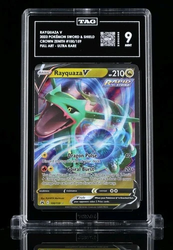 🐲 Rayquaza V 100/159 Crown Zenith Full Art Ultra Rare TAG Graded 9 Mint